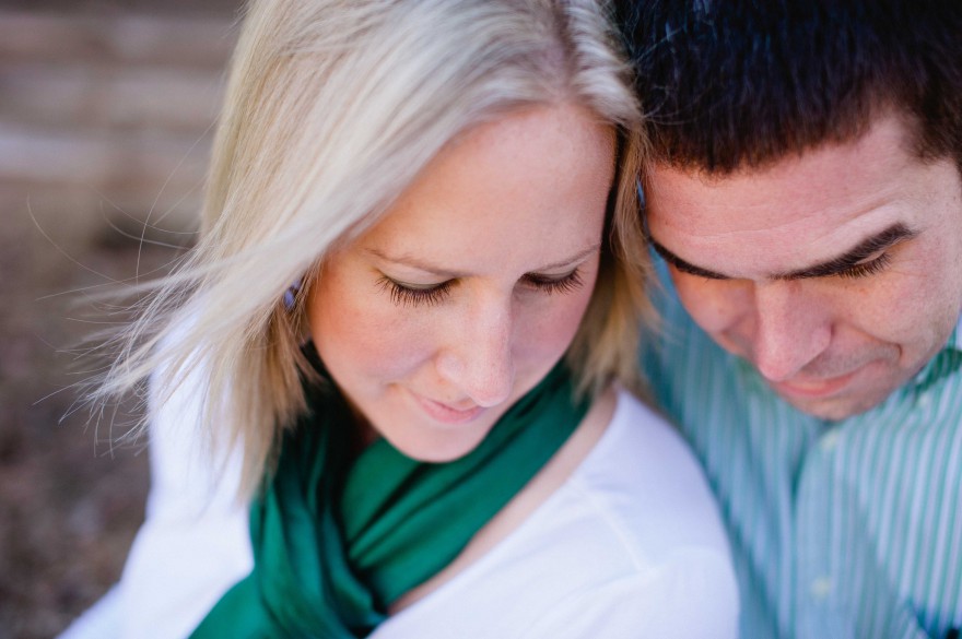 green white engagement photo