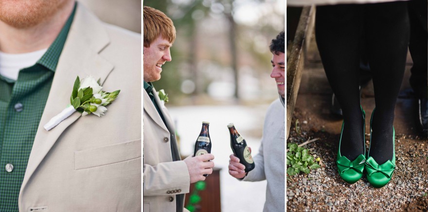 green flowers guinness beer emerald wedding shoes irish