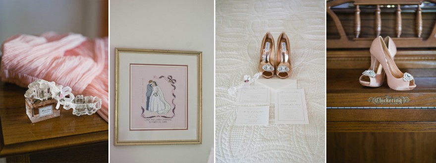 peach bridal wedding details